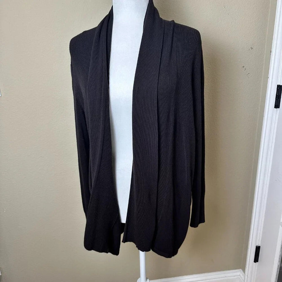 OLIVIA SKY Brown Ribbed Open Knit Cardigan size medium - Picture 2 of 9
